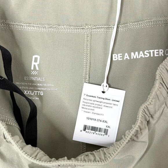 Rhone 7" Essentials Training Shorts Mens XXL Green Sage Drawstring Unlined Gym - Picture 2 of 8